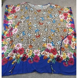 Johnny Was 2X Fleur Kaftan Dress Tie Butterfly Floral Boho Cover Up Resort Beach